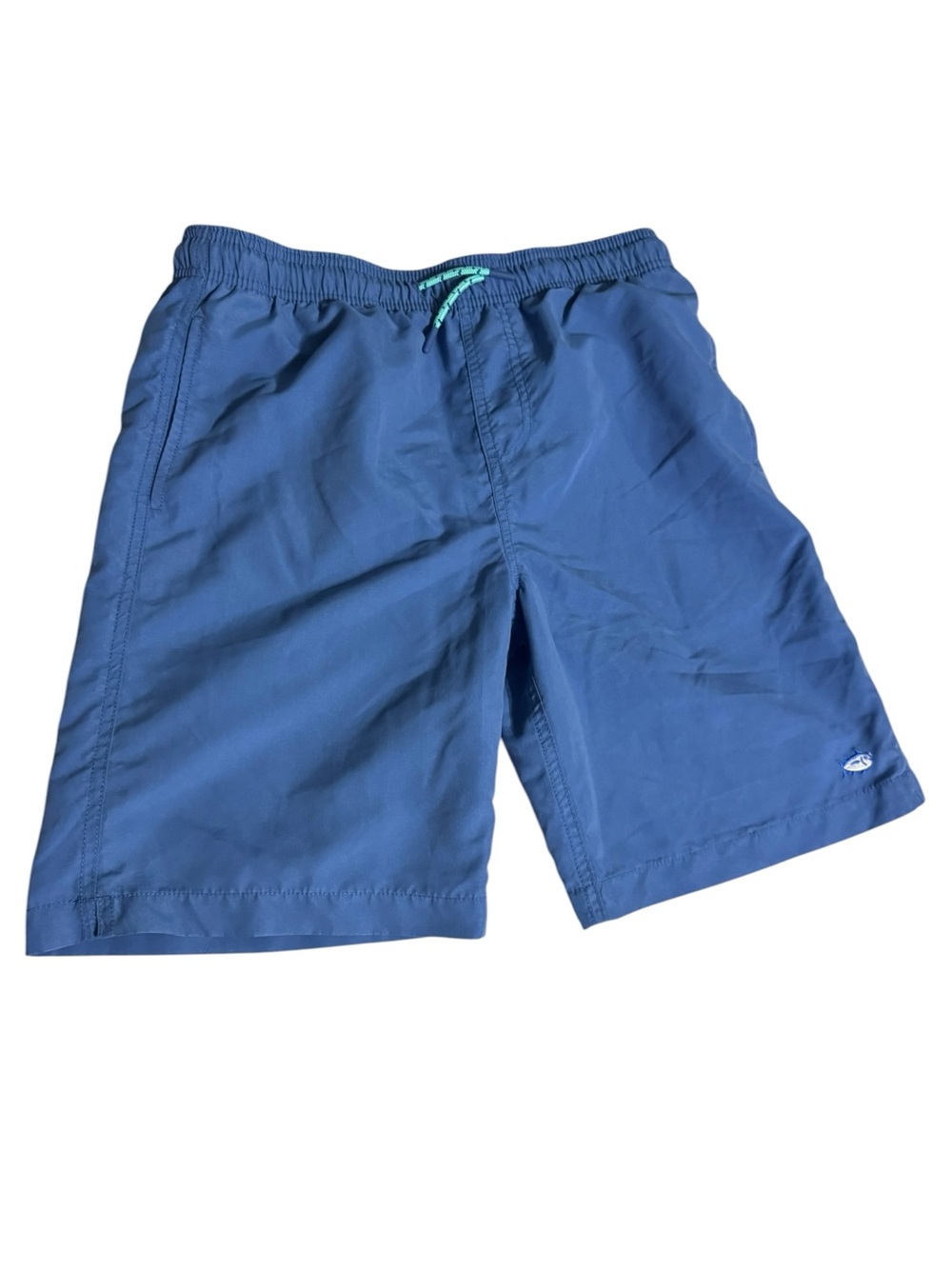Southern Tide Kids Navy Blue Swim Trunks with Mint Drawstring